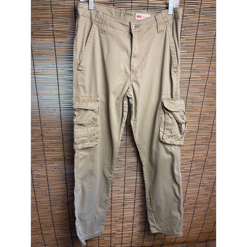 Wrangler Regular Taper Cargo Pants Tan Khaki Stretch 32x30 112344922 Mens Womens